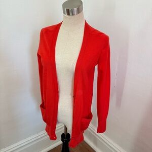 Women's Bright Coral Red Cardigan Sweater